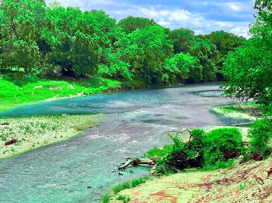 Lampasas River winding through River Bone Ranch